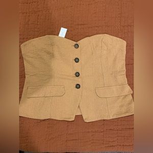 Anthropologie Tailored Corset Tube Top | Color: Gold | Size: XL